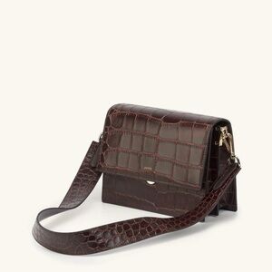 JW PEI Croc-Embossed Crossbody Bag - Dark Brown